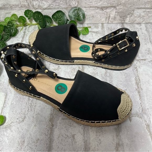 ROHB by Joyce Azria Shoes Women’s Sz 8 Blk‎ Espadrilles Wrap Around Ankle NWOT - Picture 1 of 8